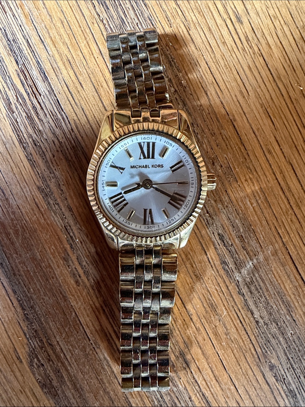 Michael Kors Gold Tone Bracelet Watch with White Dial